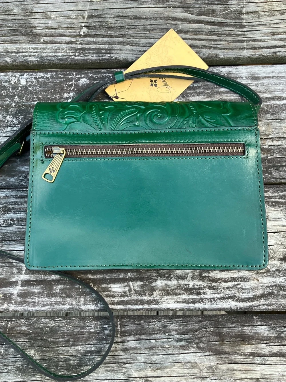 Patricia Nash Laurentina Green Tooled Leather Purse NWT